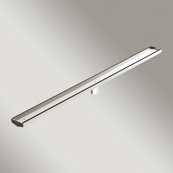 Nero Tile Insert V Channel 1200x82mm Floor Grate 50mm Outlet Brushed Nickel