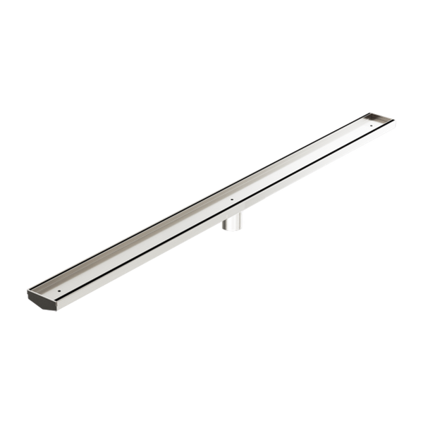 Nero Tile Insert V Channel 1200x82mm Floor Grate 50mm Outlet Brushed Nickel
