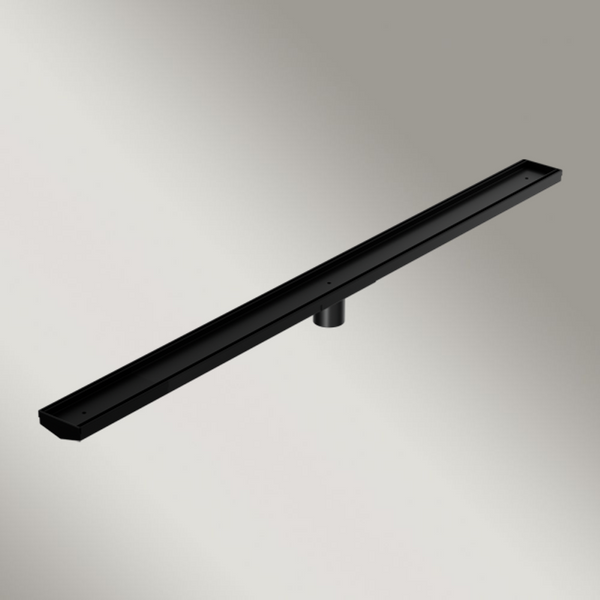 Nero Tile Insert V Channel 1200x82mm Floor Grate 50mm Outlet Matte Black