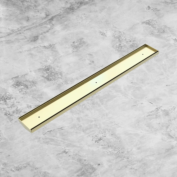 Nero Tile Insert V Channel 800x106mm Floor Grate (without Outlet) Brushed Gold