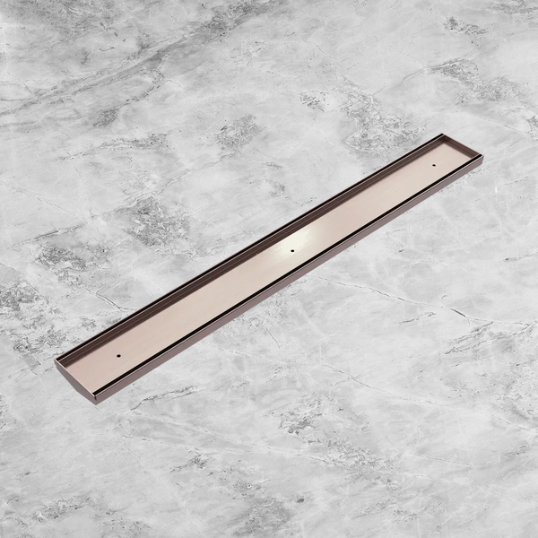 Nero Tile Insert V Channel 800x106mm Floor Grate (without Outlet) Brushed Bronze