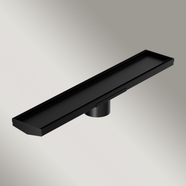 Nero Tile Insert V Channel 600x106mm Floor Grate 80mm Outlet Matte Black