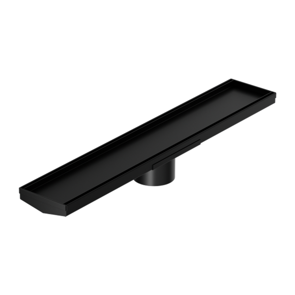 Nero Tile Insert V Channel 600x106mm Floor Grate 80mm Outlet Matte Black