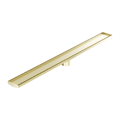 Nero Tile Insert V Channel 1200x106mm Floor Grate 80mm Outlet Brushed Gold