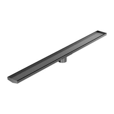 Nero Tile Insert V Channel 1200x106mm Floor Grate 80mm Outlet Gunmetal