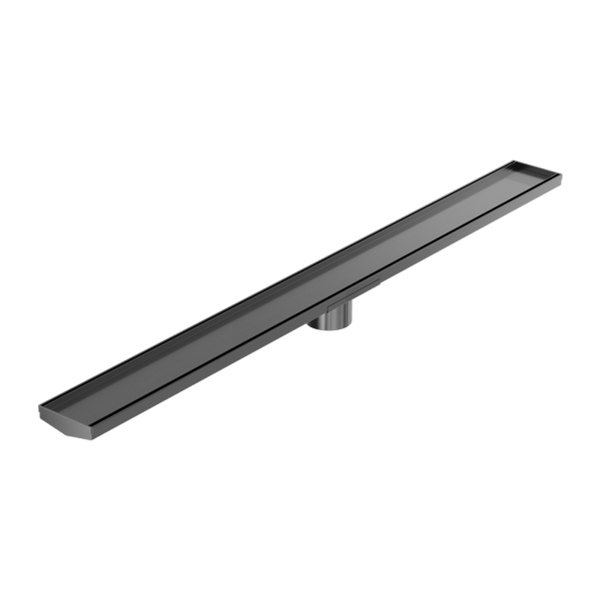 Nero Tile Insert V Channel 1200x106mm Floor Grate 80mm Outlet Gunmetal