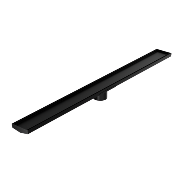 Nero Tile Insert V Channel 1200x106mm Floor Grate 80mm Outlet Matte Black