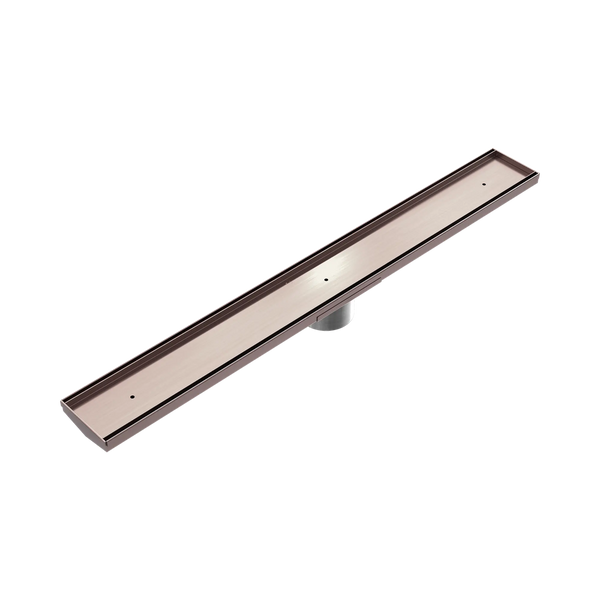 Nero Tile Insert V Channel 800x106mm Floor Grate 90mm Outlet Brushed Bronze