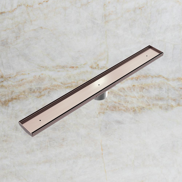 Nero Tile Insert V Channel 800x82mm Floor Grate 50mm Outlet Brushed Bronze