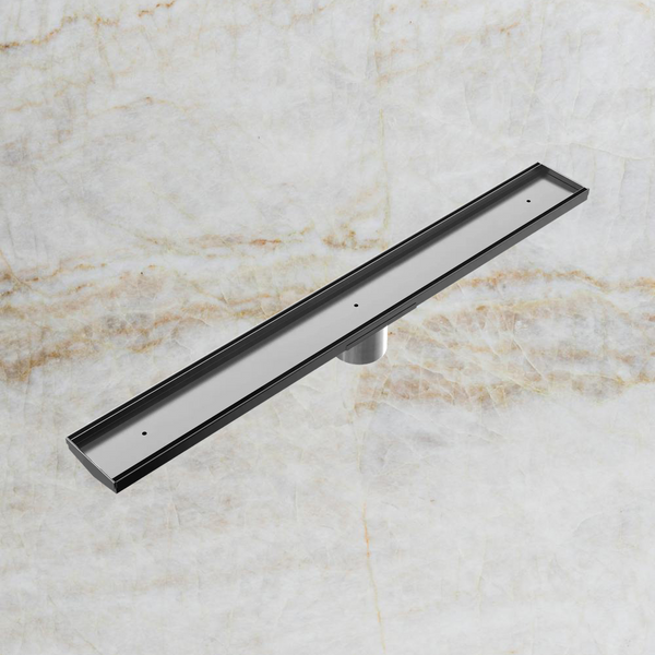 Nero Tile Insert V Channel 800x106mm Floor Grate 80mm Outlet Gunmetal