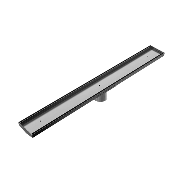Nero Tile Insert V Channel 800x106mm Floor Grate 80mm Outlet Gunmetal