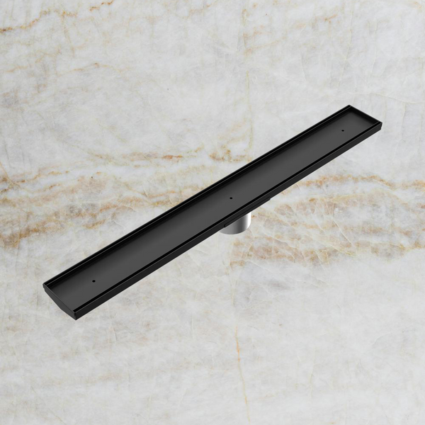 Nero Tile Insert V Channel 800x106mm Floor Grate 80mm Outlet Matte Black