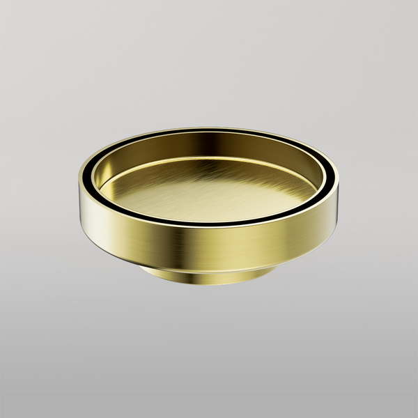 Nero 130mm Round Tile Insert Floor Waste 80mm Outlet Brushed Gold