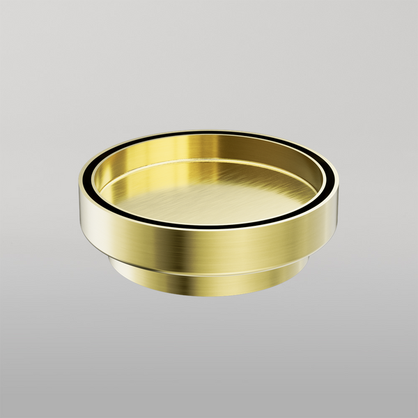 Nero 130mm Round Tile Insert Floor Waste 100mm Outlet Brushed Gold