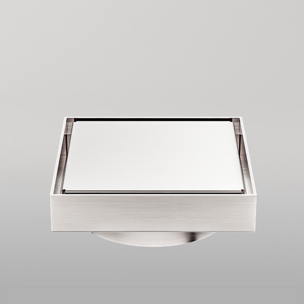 Nero 130mm Square Tile Insert Floor Waste 100mm Outlet Brushed Nickel
