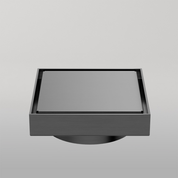 Nero 130mm Square Tile Insert Floor Waste 100mm Outlet Gun Metal
