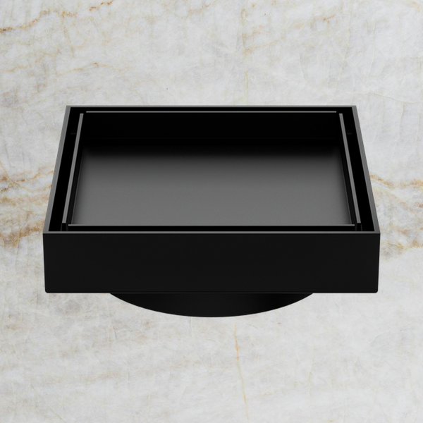 Nero 100mm Square Tile Insert Floor Waste 80mm Outlet Matte Black