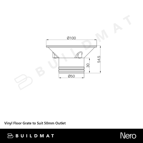 Nero Vinyl Floor Grate to Suit 50mm Outlet Brushed Bronze