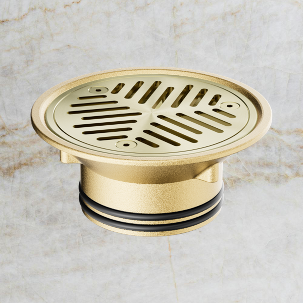 Nero Vinyl Floor Grate to Suit 80mm Outlet Brushed Gold