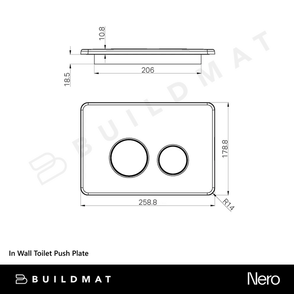 Nero In Wall Toilet Push Plate Tumbled Antique Brass