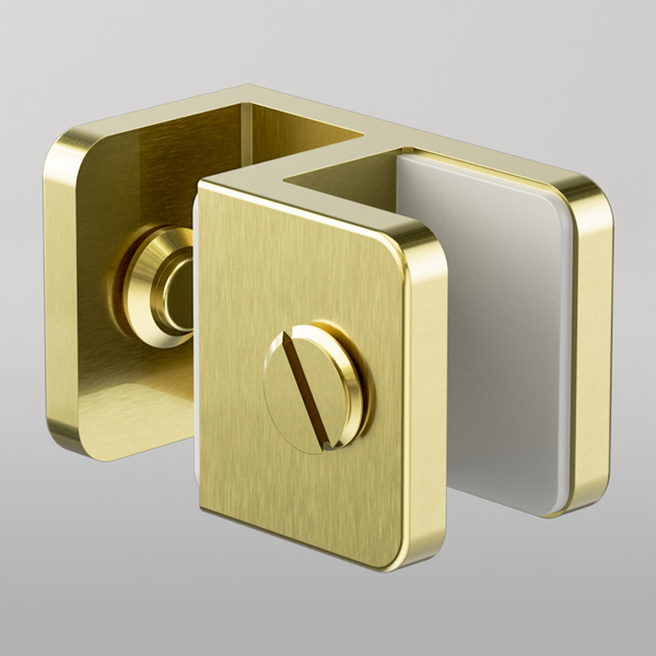 Nero Over-Panel Glass To Glass Fitting 10mm Glass Brushed Gold