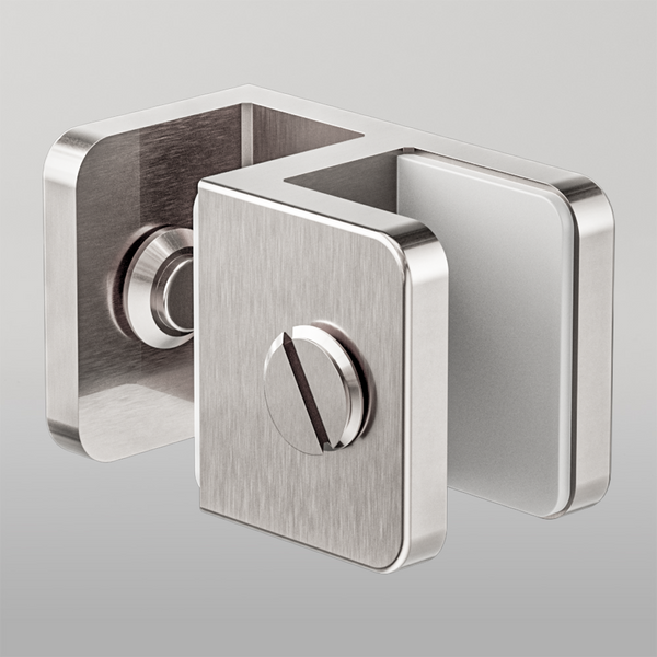 Nero Over-Panel Glass To Glass Fitting 10mm Glass Brushed Nickel