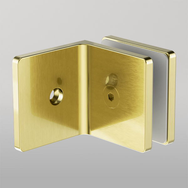 Nero 90 Degree Glass To Wall Bracket 10mm Glass Brushed Gold