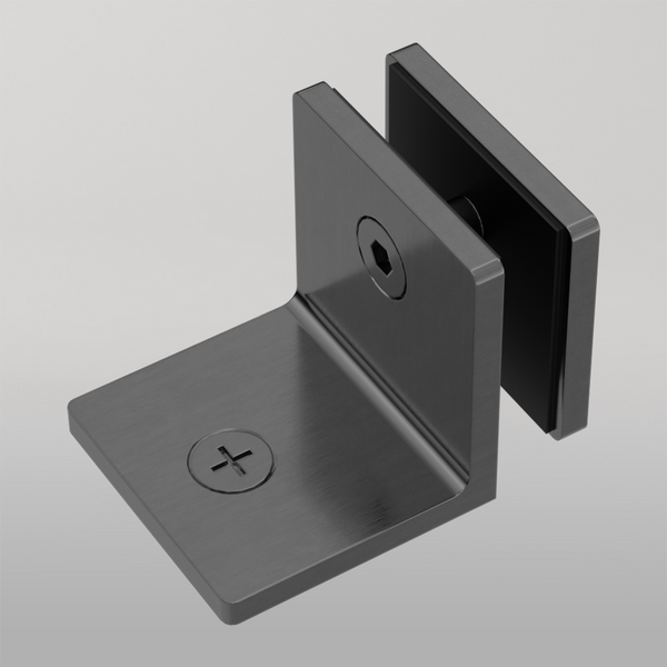 Nero 90 Degree Glass To Wall Bracket 10mm Glass Gun Metal