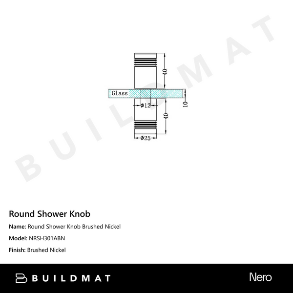 Nero Round Shower Knob Brushed Nickel