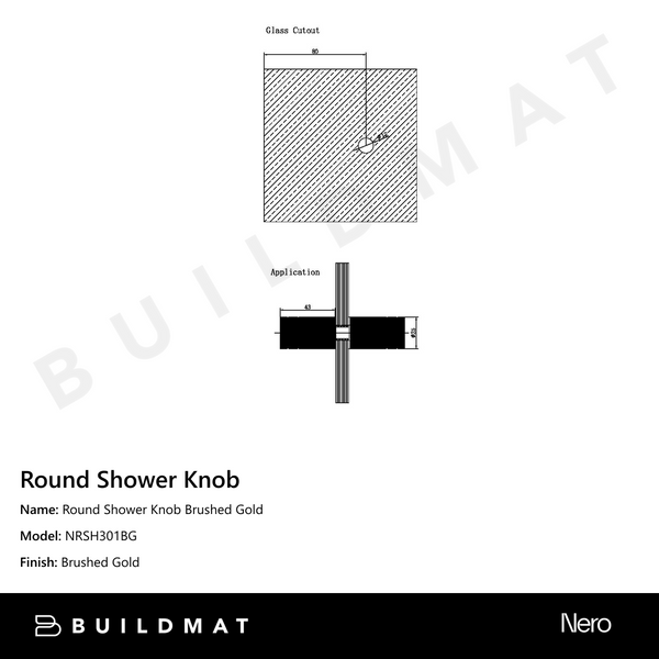 Nero Round Shower Knob Brushed Gold