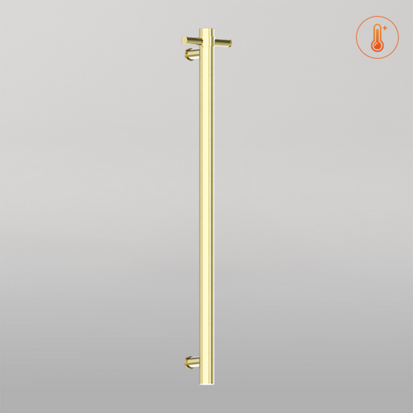 Nero Heated Vertical Towel Rail Brushed Gold