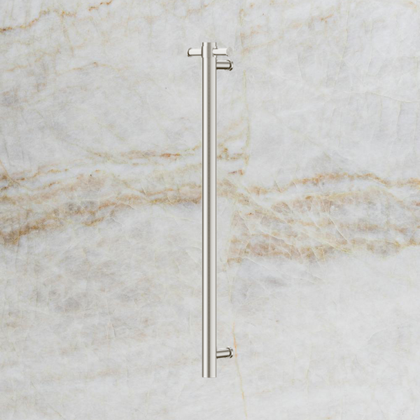 Nero Mecca 12V Single Vertical Heated Towel Rail Brushed Nickel