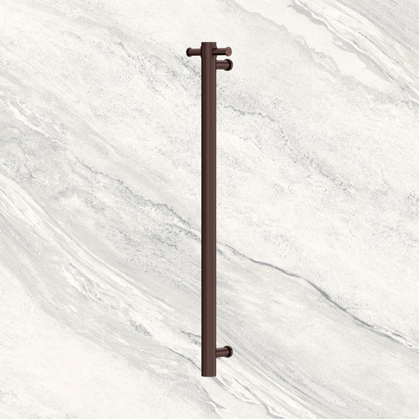Nero Mecca 12V Single Vertical Heated Towel Rail 900mm Rome Bronze