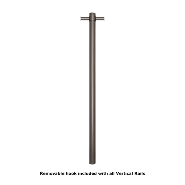 Thermogroup Straight Round Vertical Single Heated Towel Rail Brushed Gunmetal