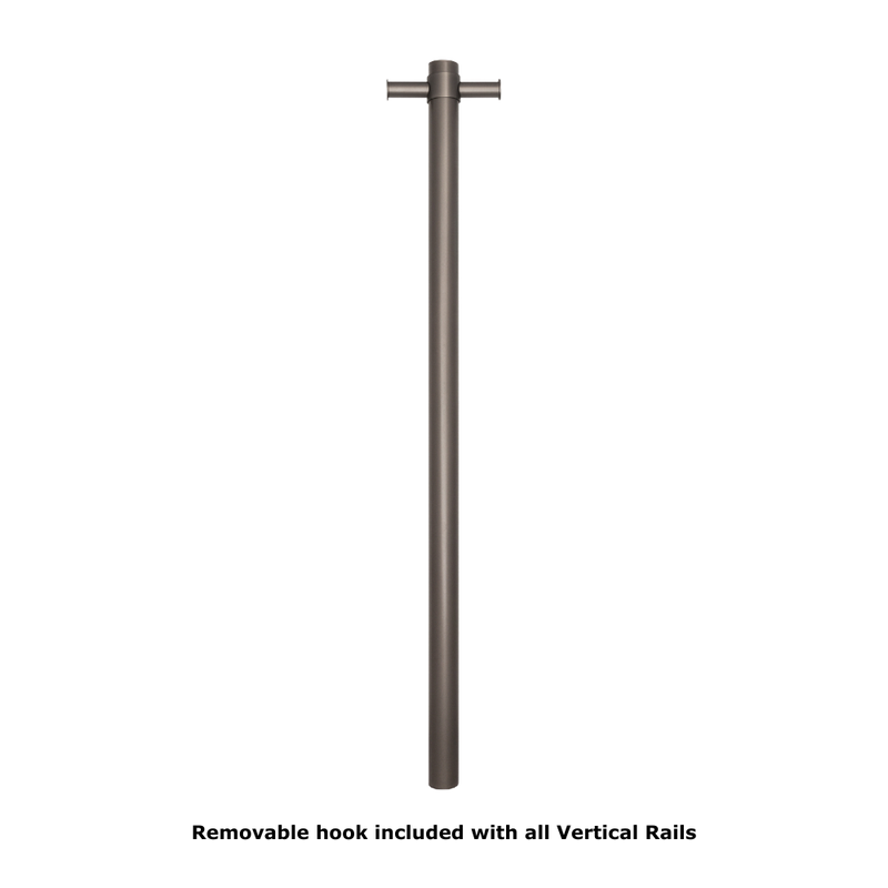 Straight Round Vertical Single Heated Towel Rail Brushed Gunmetal