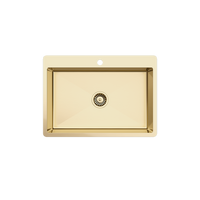 Alma Noah 700x500 Large Single Bowl Tap Landing Sink Brushed Brass Gold