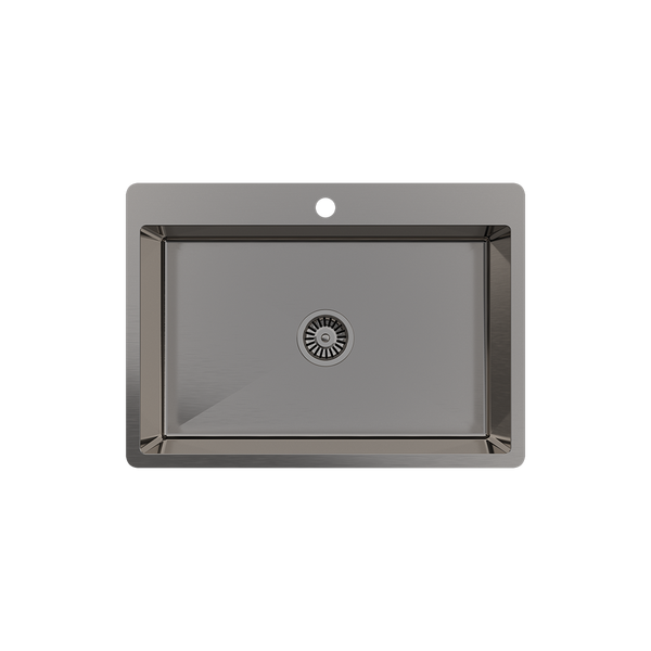 Alma Noah 700x500 Large Single Bowl Tap Landing Sink Brushed Gunmetal