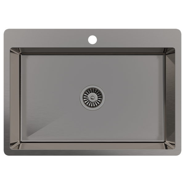 Alma Noah 700x500 Large Single Bowl Tap Landing Sink Brushed Gunmetal