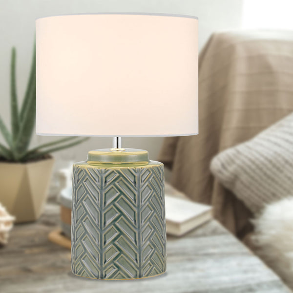 Telbix Obo Ceramic Table Lamp Green