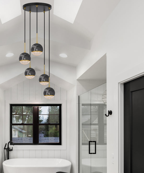 Telbix Oneta 5 Lights Pendant Black