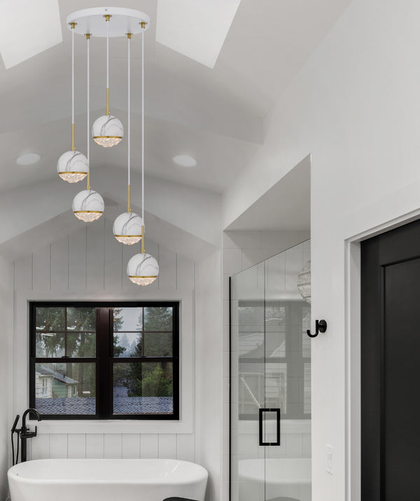Telbix Oneta 5 Lights Pendant White