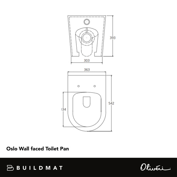 Oliveri Oslo Wall Faced Toilet Pan Only White