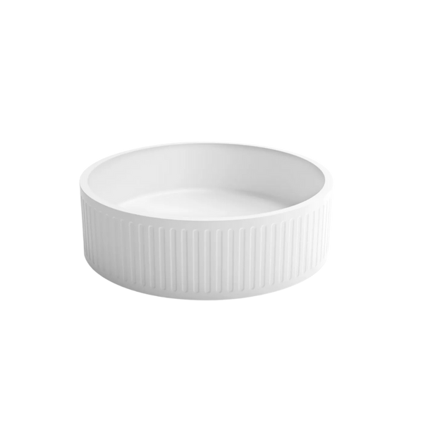 Otti Hudson Round 400x400x120 Concrete Fluted White Basin