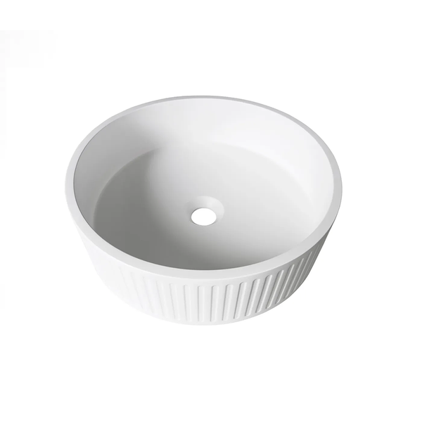 Otti Hudson Round 400x400x120 Concrete Fluted White Basin