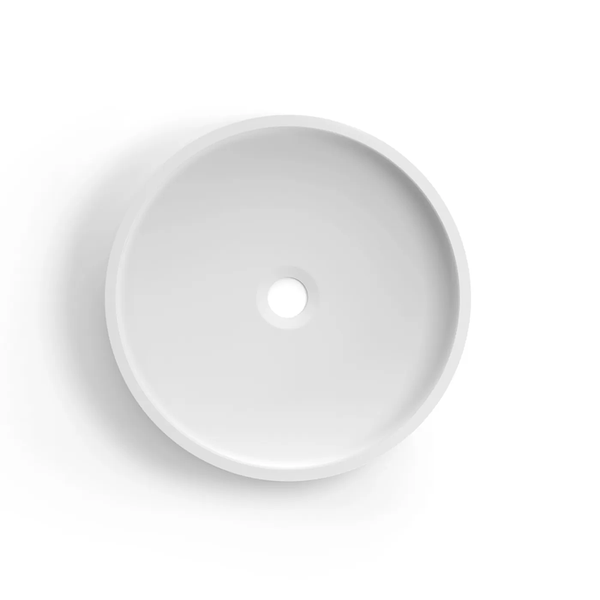 Otti Hudson Round 400x400x120 Concrete Fluted White Basin