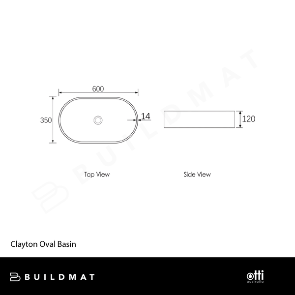 Otti Clayton Oval 600x350x120 Concrete Linen Basin