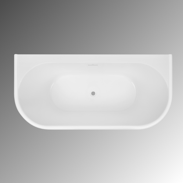 Decina Oxford 1700mm Back to Wall Freestanding Bath with Integrated Overflow Gloss White