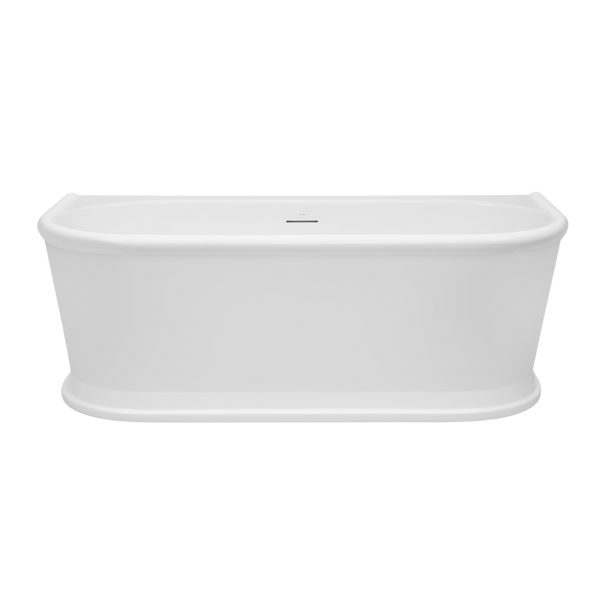 Decina Oxford 1700mm Back to Wall Freestanding Bath with Integrated Overflow Gloss White