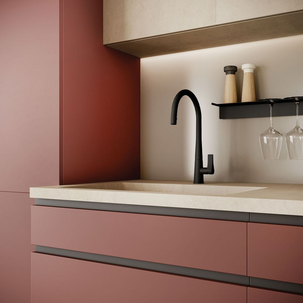 Gessi Proton Goose Neck Pull Out Mixer Matte Black