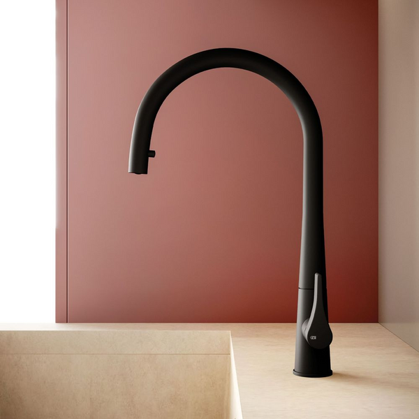 Gessi Proton Goose Neck Pull Out Mixer Matte Black